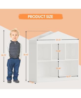Toy Storage Organizer 5-Cubby Kids Bookshelf Bookcase Toddlers Playhouse Cabinet Shelf for Boys Girls Wooden Cubby Storage Toy Shelf