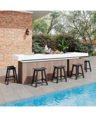 TrailBlaze Heavy-Duty Weatherproof Bar Stool – Outdoor HDPE Counter-Height Patio Chair with Footrest, Durable Resin Seating for Balcony or Deck