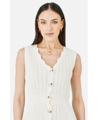 Women's Cotton Scallop Crochet Knitted Dress