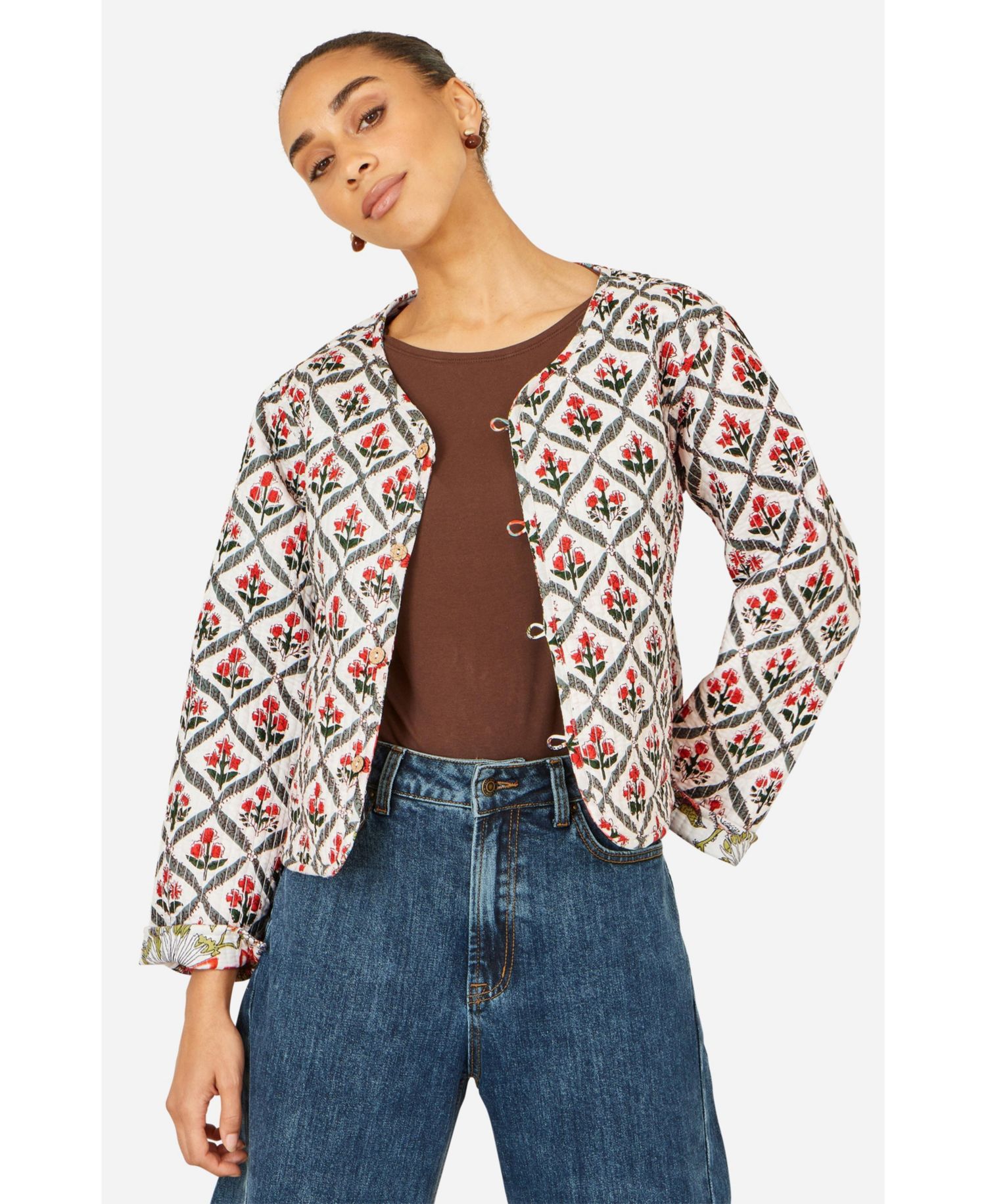 Women's Print Reversible Cotton Quilted Jacket