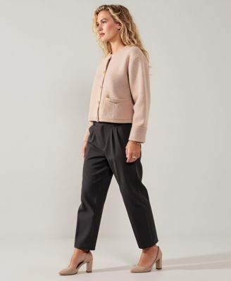 Women's Crewneck Textured Knit Button-Front Cardigan