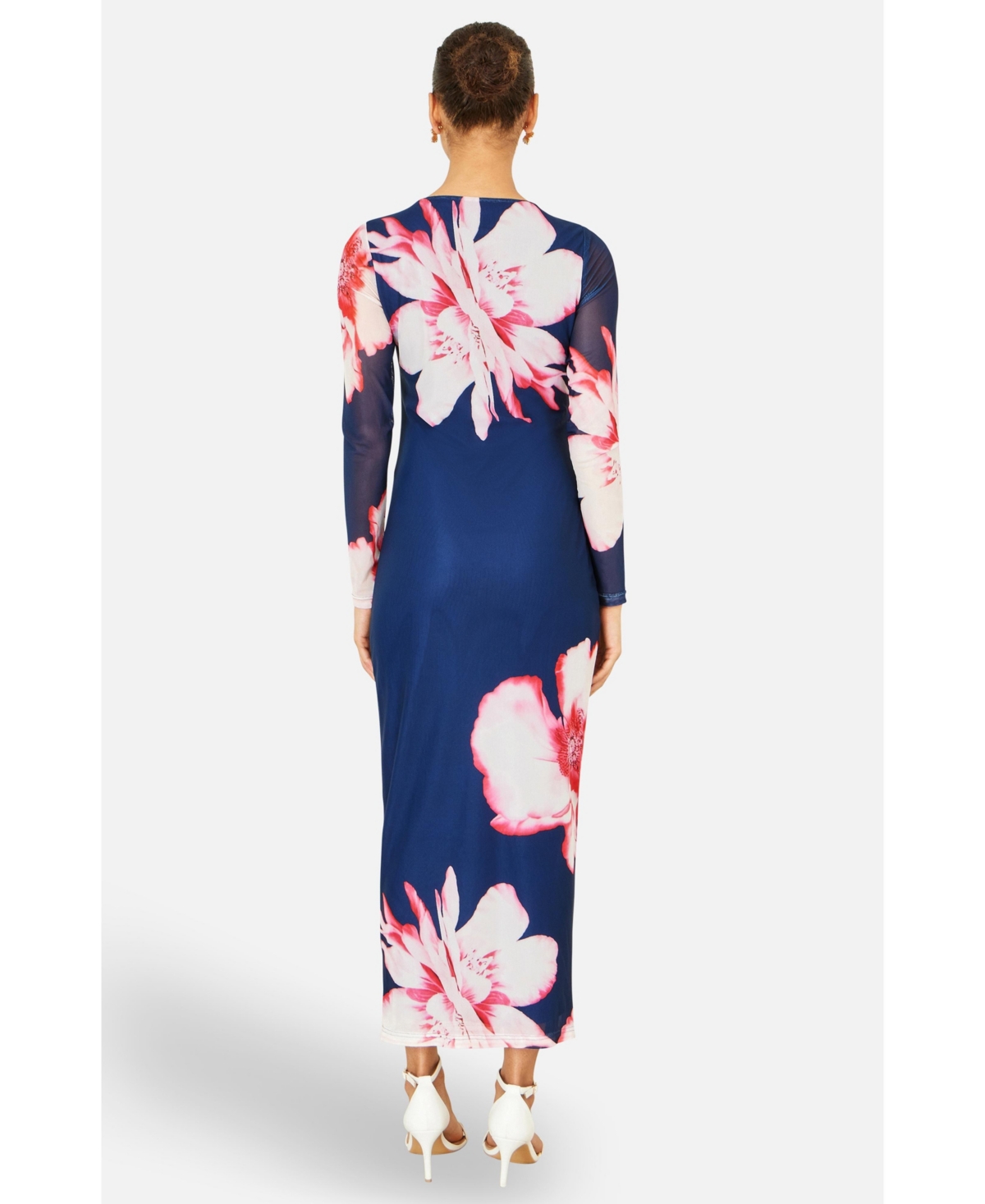 Yumi Women's Long Sleeve Mesh Maxi Dress