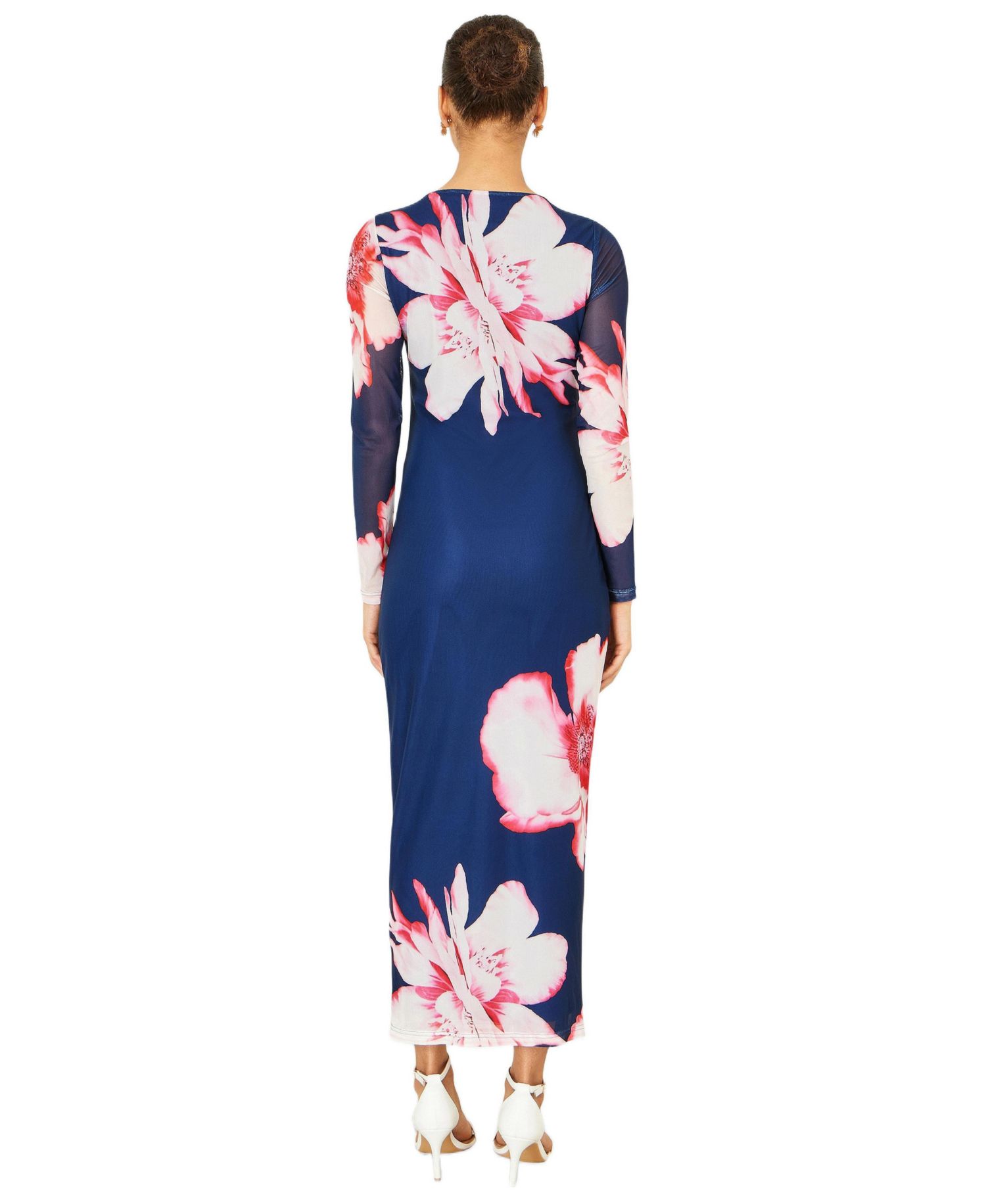 Women's Long Sleeve Mesh Maxi Dress