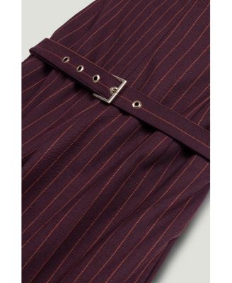 Women's Strapless Pinstripe Belted Jumpsuit