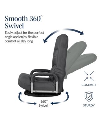 360-Degree Swivel Gaming Floor Chair w/ Armrest Handles, Foldable Adjustable Back