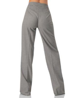 Women's Semi-flared Houndstooth Tailored Trousers