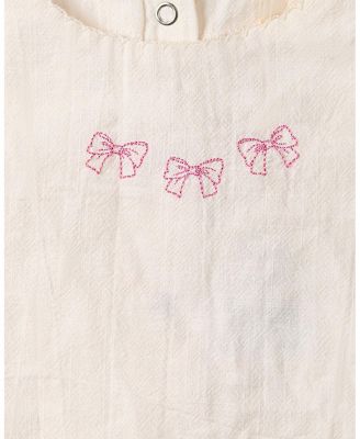 Little Girls "The Most Perfect Bows" Embroidered Cotton Short-Sleeve Dress