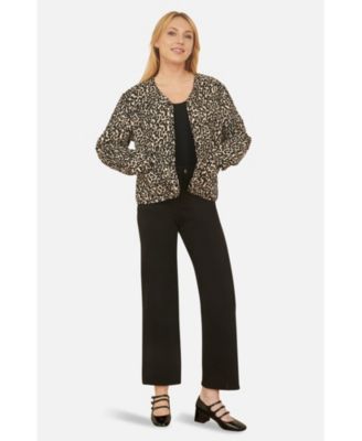Women's Leopard Print Round Neck Boxy Jacket