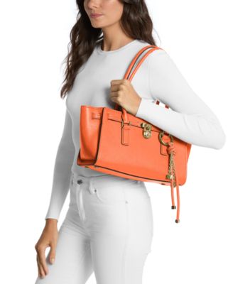 Michael Kors Hamilton Moderne Medium Leather slim shoulder Satchel Handbag