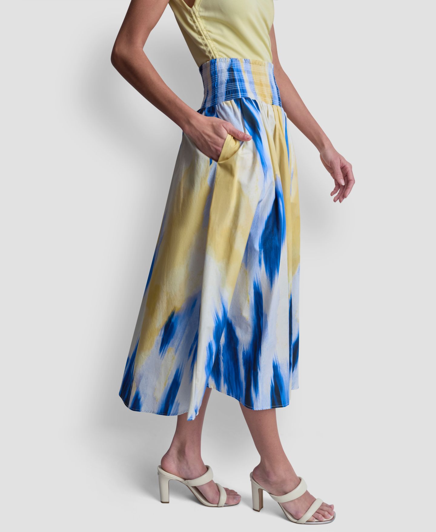 Женская юбка DKNY Abstract Geometric Print Midi, цвет: Sunlit Shoreline — фото 3