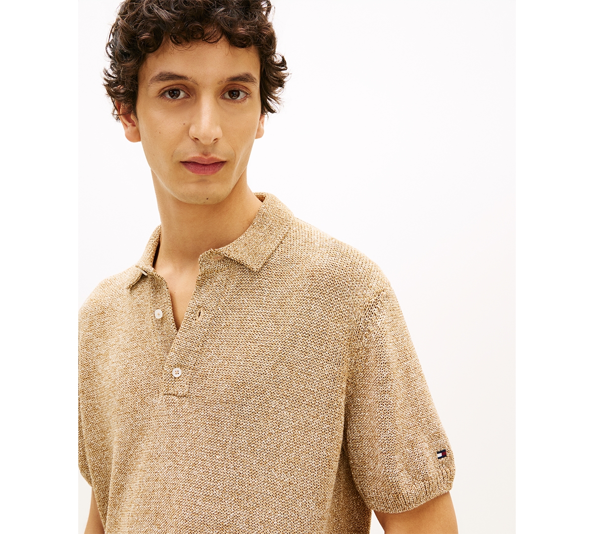 Tommy Hilfiger Men's Spread Collar Mouline Polo Shirt
