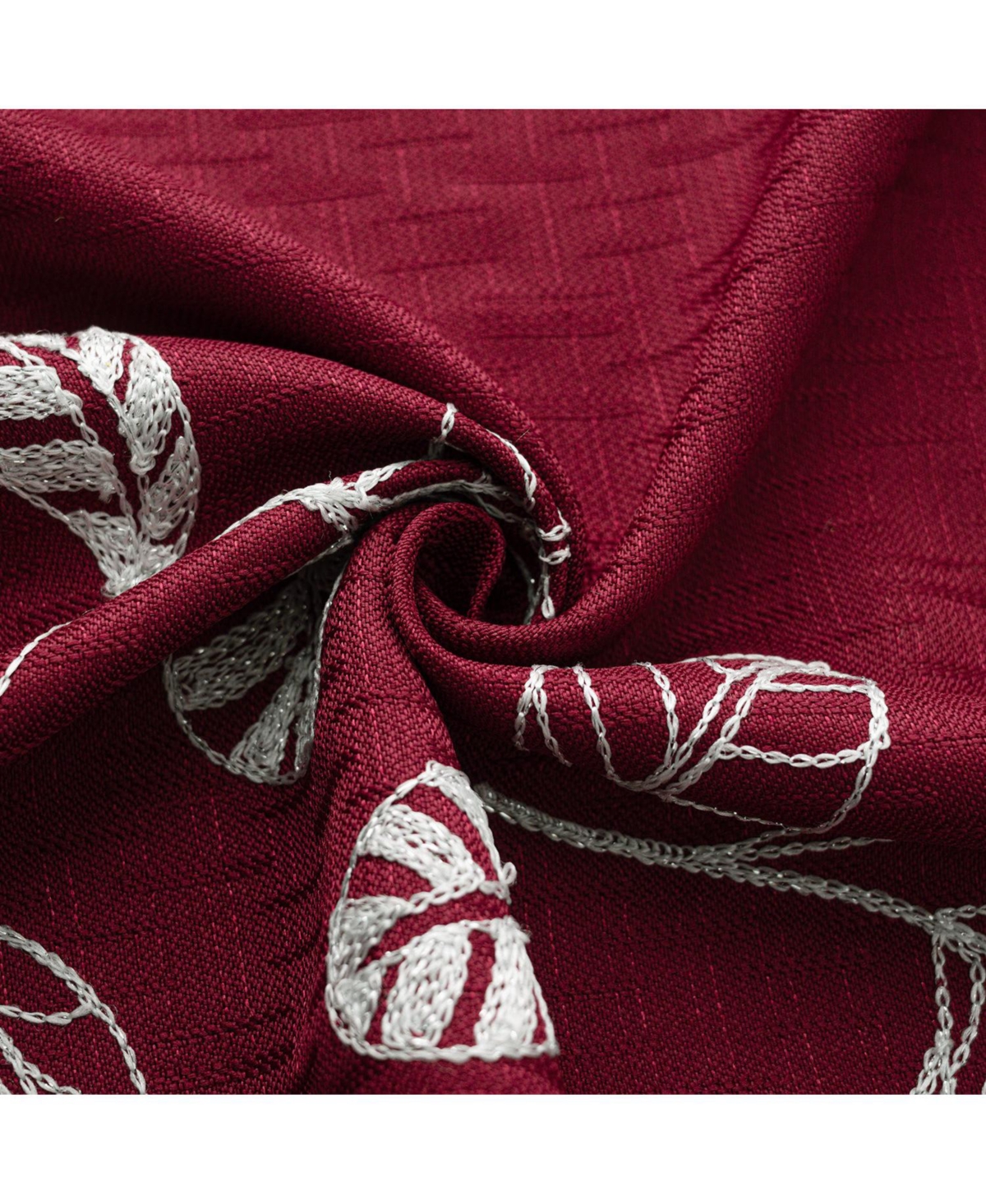 Rt Designers Collection 100% Polyester 140 Gsm Reed Embroidered Grommet Curtain Panel 54" x 90" Burgundy