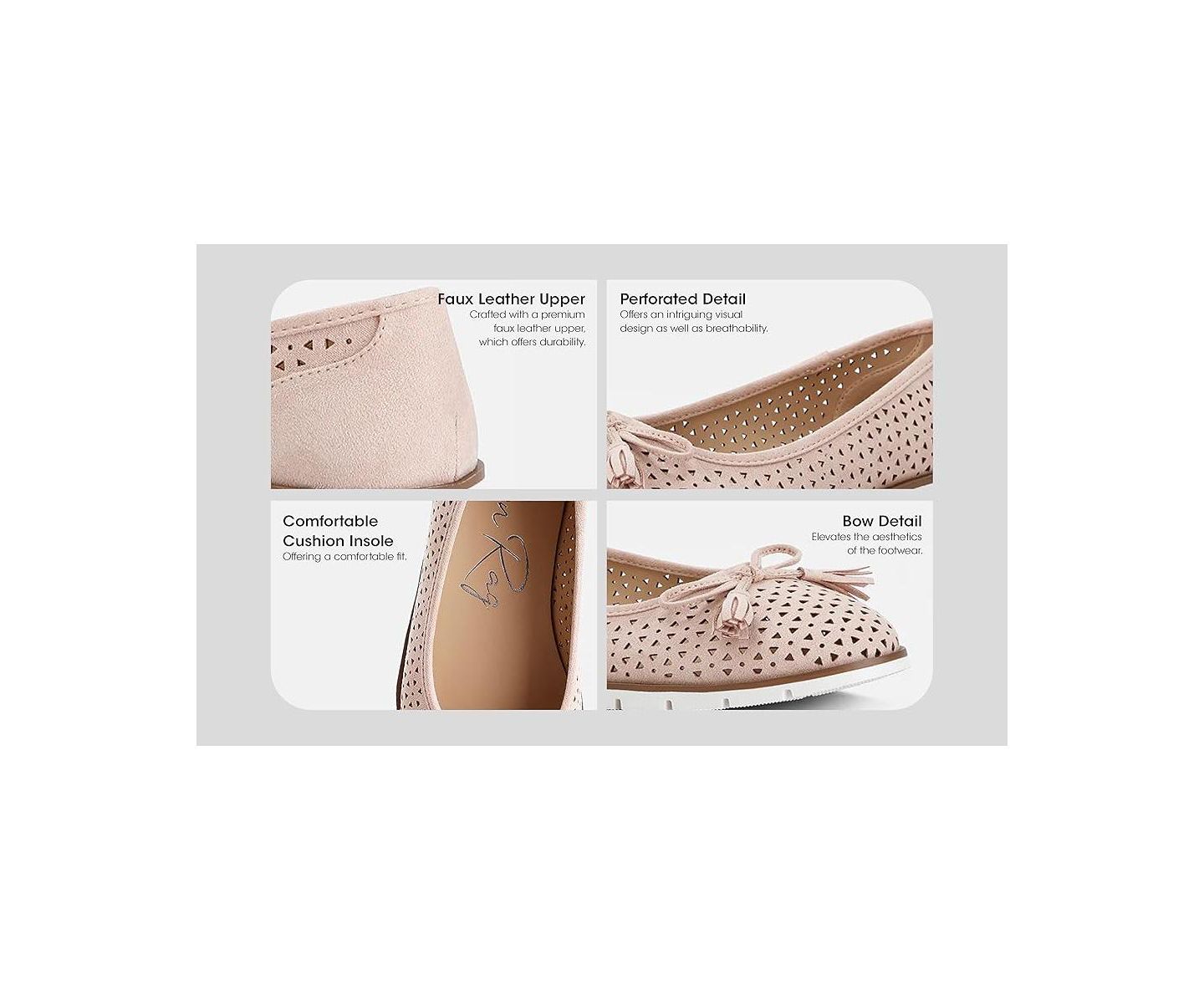 Женские балетки London Rag Pacer Perforated Leather Ballerinas, цвет: Чёрный — фото 10