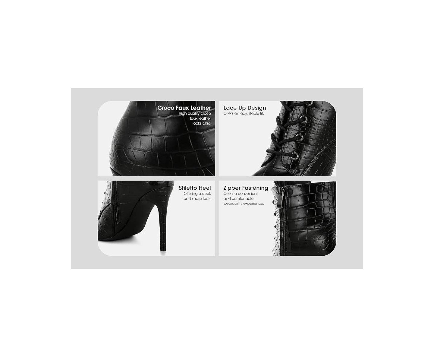 Женские ботинки London Rag Mesta Croco Textured Stiletto, цвет: Чёрный — фото 3