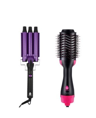 Salon-Quality Hair Duo: Triple Barrel Hair Curler & One Step Volumizing Hair Dryer