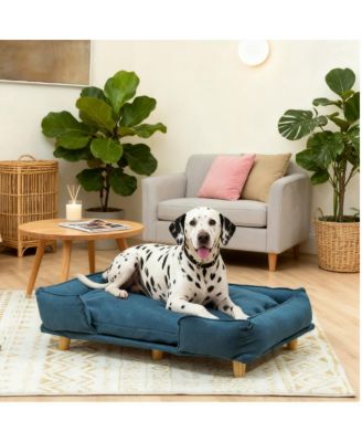 Modern Pet Couch with Wood Legs and Cushion for Large Dogs