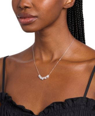 Rhodium Plated Sterling Silver Mixed Cut Halo Necklace