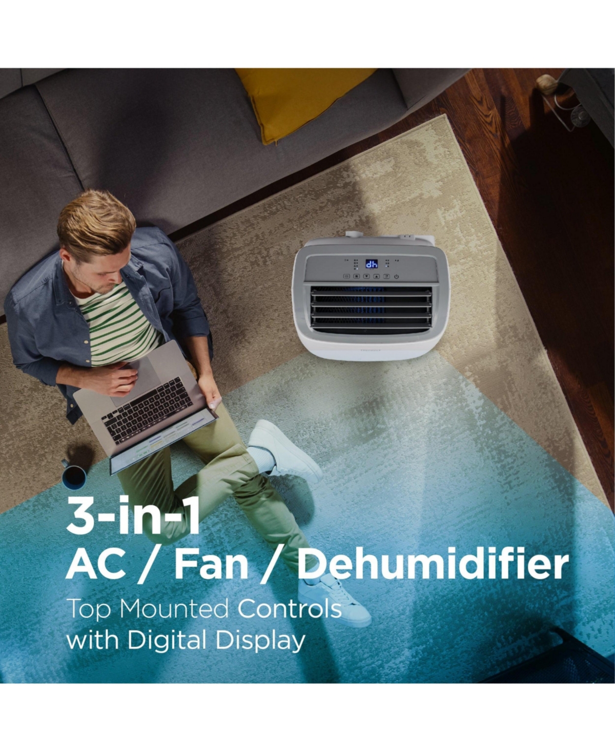 "Black+Decker 8,000 Btu portable Ac with remote and window kit, cools rooms up to 400 sq. ft., model BPACT08WT."