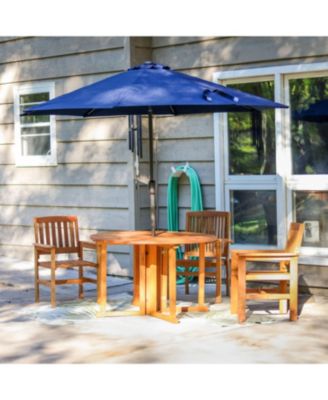 Malaysian Hardwood Gateleg Round Patio Table with Teak Oil Finish - 47.25" Diameter x 29" H
