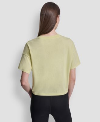 Women's Metallic Bubble Logo Drop Shoulder Pull-On T-Shirt