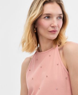 Women's Crystal Embellished Halter Tank Top