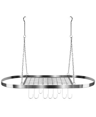 Pot and Pan Oval Rack for Ceiling with Hooks - Multi-Purpose Organizer for Home, Restaurant, Kitchen Cookware, Household