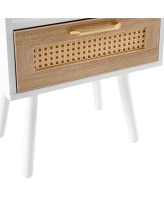 Rattan End Table with Power and USB