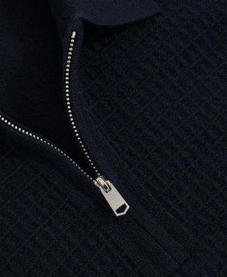 Men's Wool Waffle-Knit Half-Zip Polo Sweater