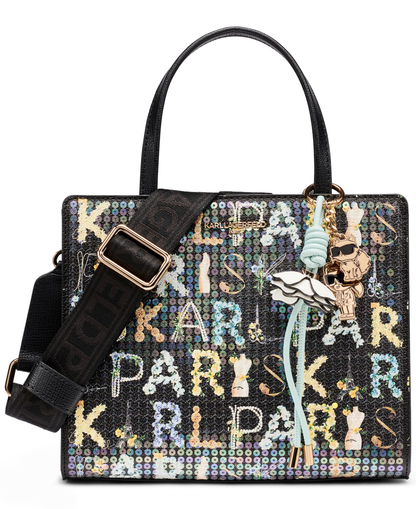 Женская сумка KARL LAGERFELD PARIS Maybelle Satchel, цвет: Чёрный разноцветный — фото 1
