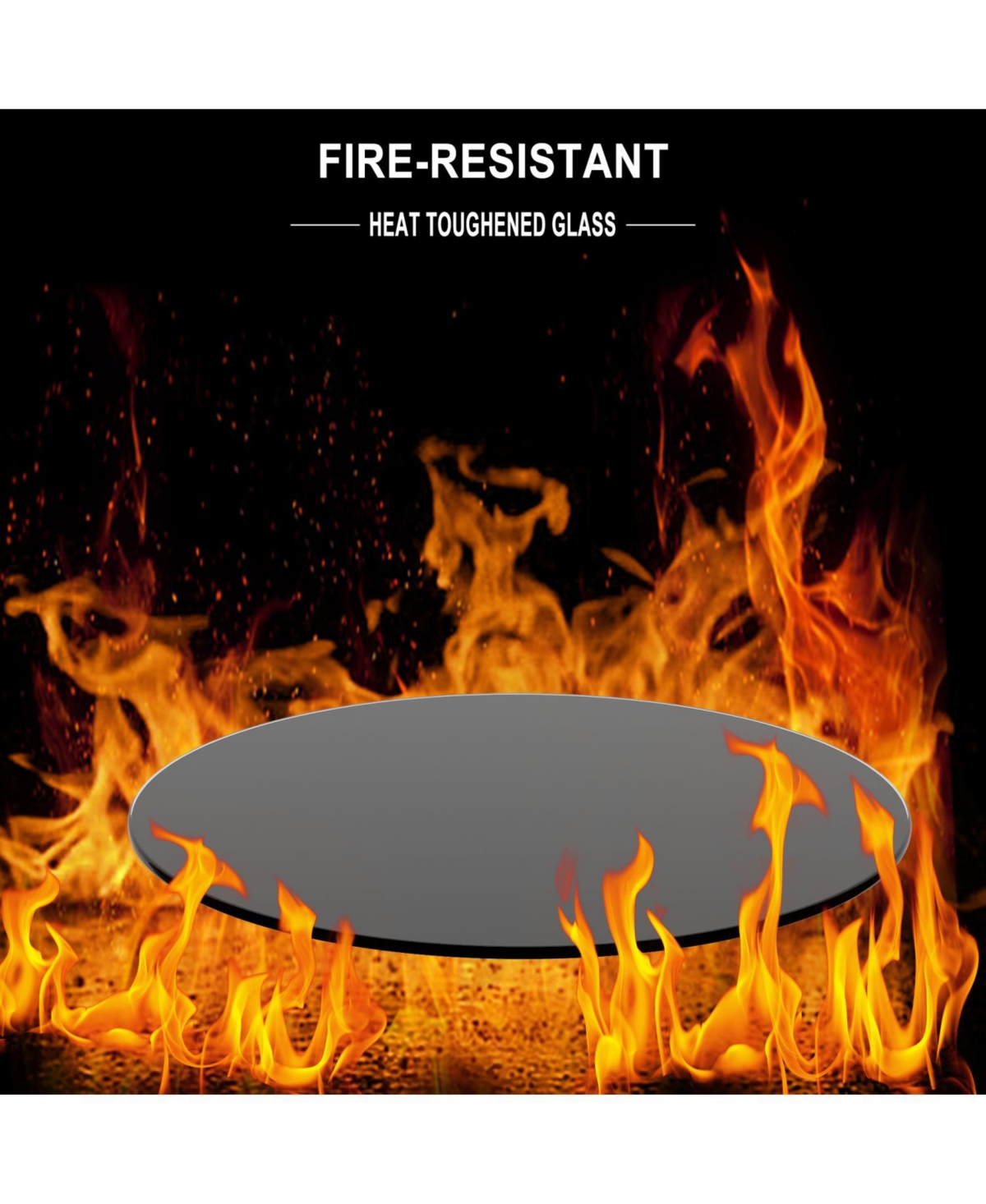 Streamdale Furniture 36 Inch Round Tempered Glass Table Top Black Glass 1/4" Thick Round Polished Edge