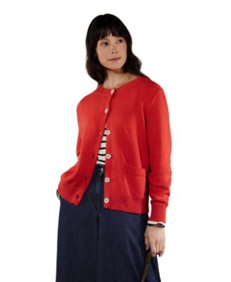 Women's Long Sleeve Cotton Crew Neck Cardigan