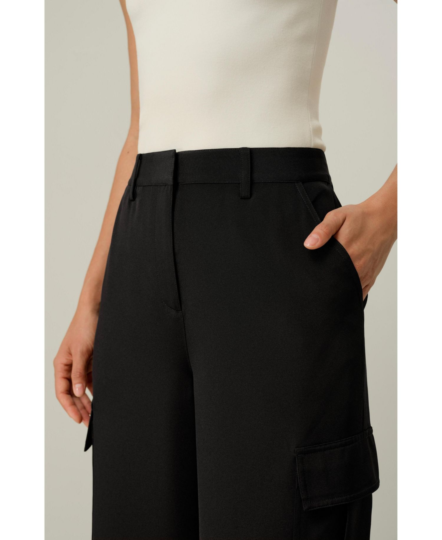 Women's Silk Crepe Cargo Pant