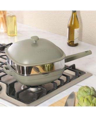 Northvale 5.3 Qt Ceramic Nonstick Saute Pan with Lid & Steamer Basket, Cast Aluminum, Induction Ready Base, Soft Touch Handle