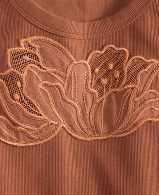 Women's Lace-Trim Ribbed Tank