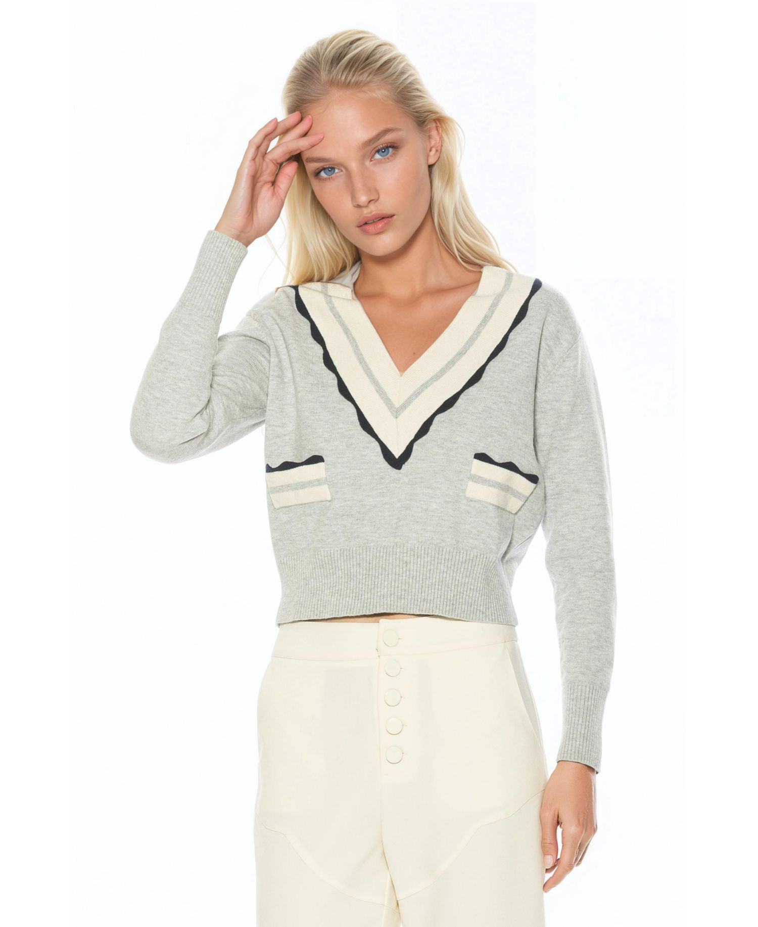Women's Arden Deep V Contrast Trim Cardigan