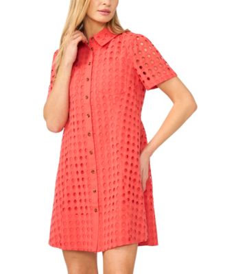 Women's Collared Short-Sleeve Babydoll Mini Dress
