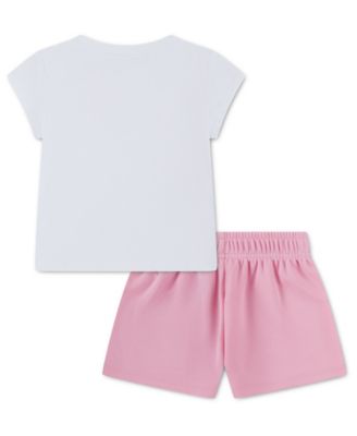 Baby Girls' Short-Sleeve T-Shirt & Mesh Shorts, 2-Piece Set