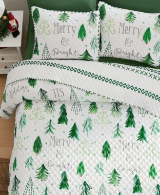 Christmas Trees Reversible 3-Pc. Quilt Set, Full/Queen