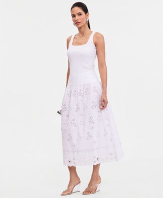 Women's Embellished Eyelet Midi Skirt