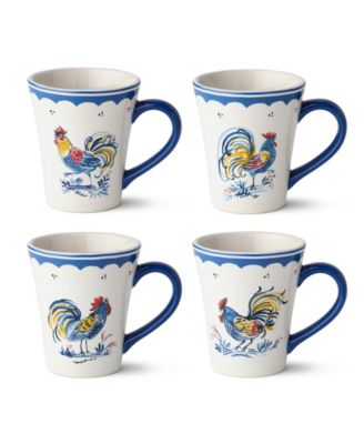 French Rooster Mugs, Set of 4