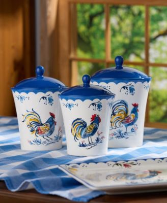 French Rooster Canisters, Set of 3