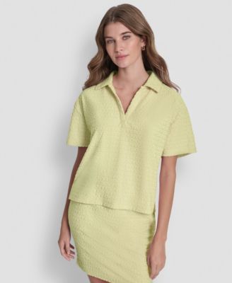 Women's Logo Jacquard Boxy Polo Collared T-Shirt