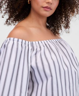 Plus Size Off-The-Shoulder Puffed-Sleeve Top