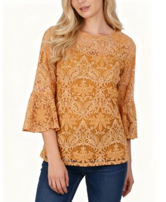 Women's Bell Sleeve Blouse and Solid Camisole