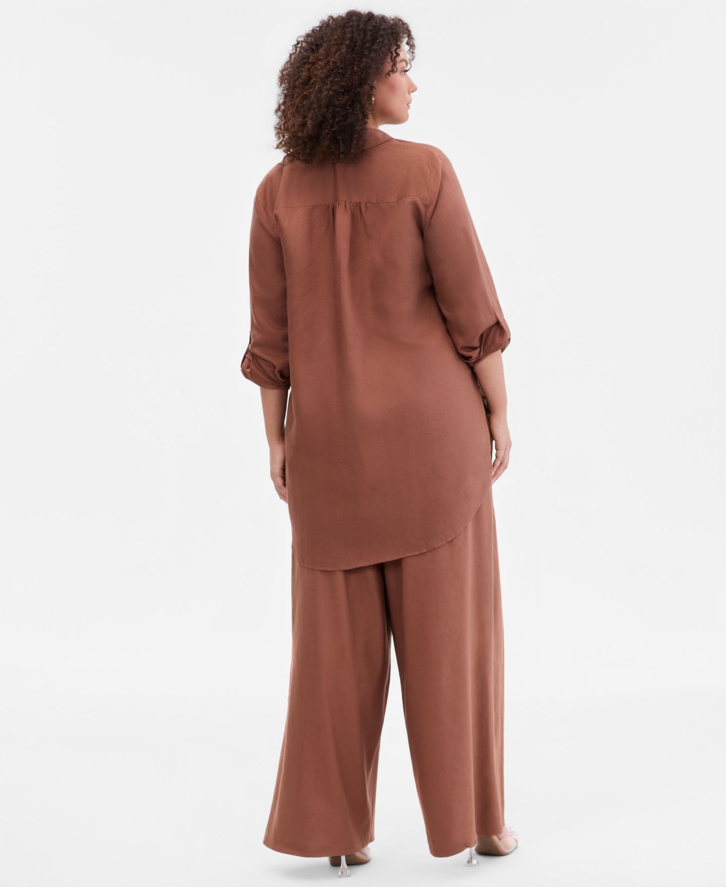 Женские комплекты I.N.C. International Concepts Plus Size Shirt & Wide-Leg Pants, цвет: Яркий белый — фото 3