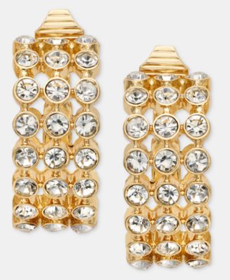 Small Pav&eacute; Multi-Row Clip-On Hoop Earrings, 1.01" 