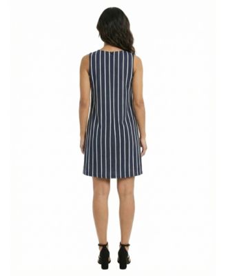 Petite Striped Sleeveless A Line Dress