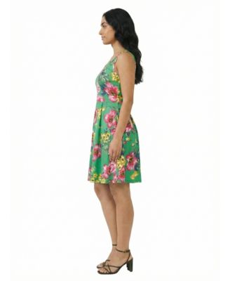 Petite Floral Pleated Pocket Fit & Flare Dress