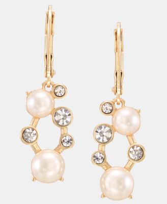 Anne Klein Crystal Imitation Pearl Cluster Drop Earrings - White 28$