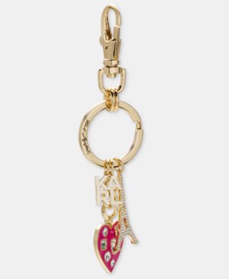 Gold-Tone Pink Logo Heart Bag Charm Keychain